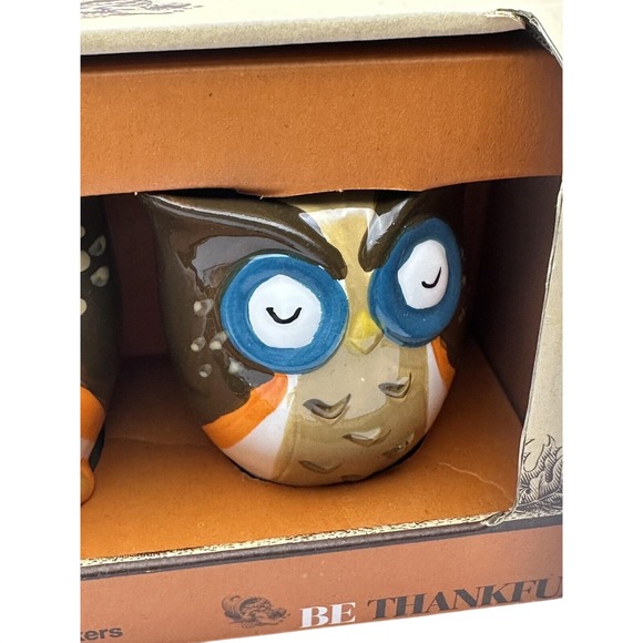 Vtg Be Thankful OWL Salt and Pepper Shakers Fall Harvest Decor Thanksgiving New - Picture 3 of 6